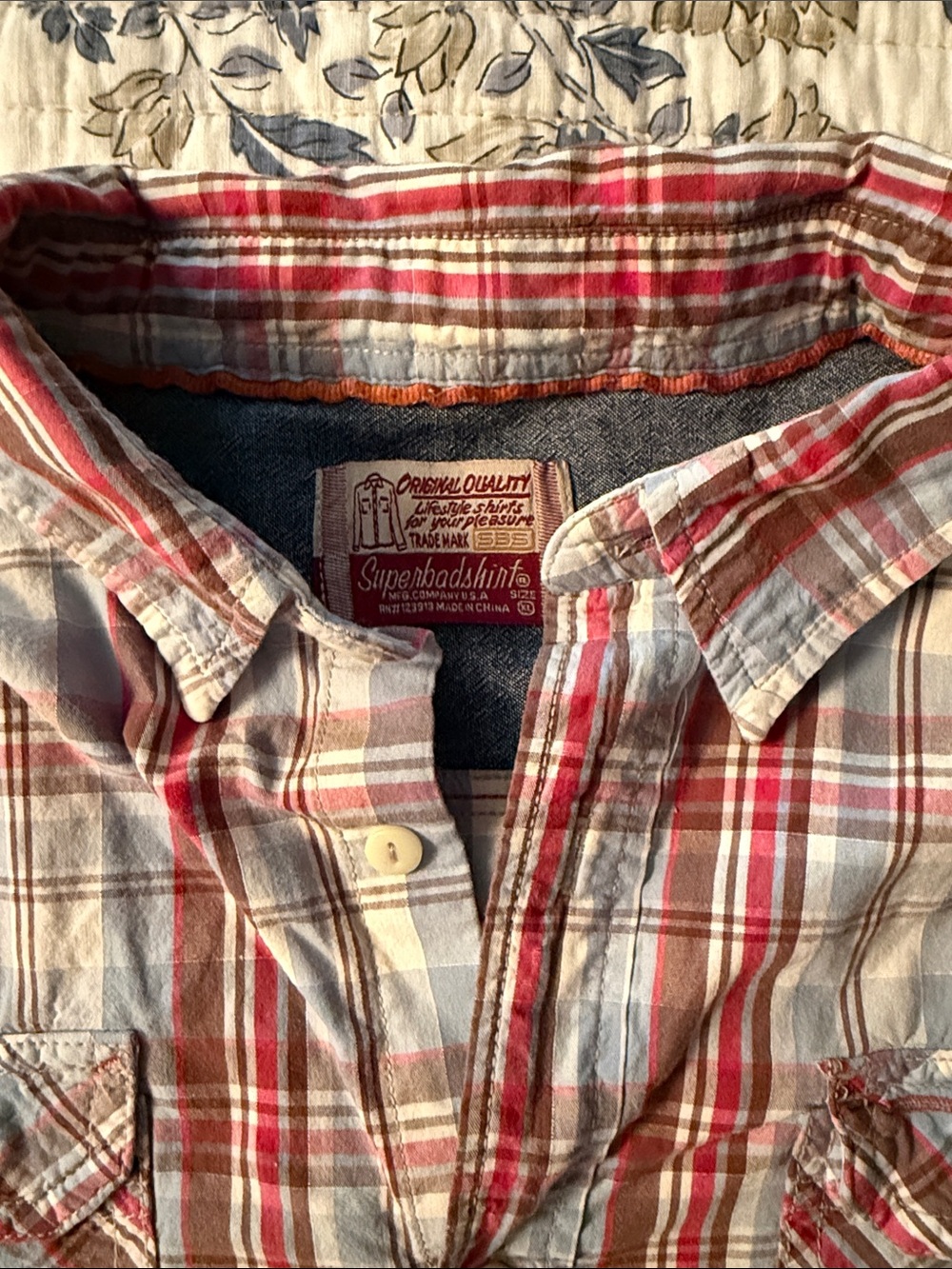 Superbadshirt Men's Red & Brown Plaid Button-Up Shirt